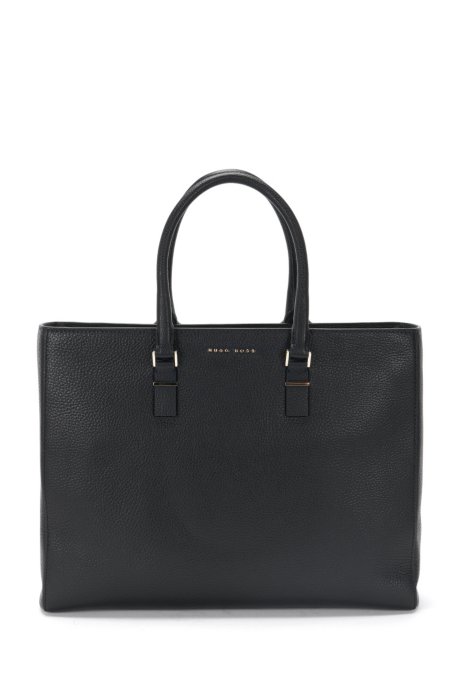 Luxury Staple work bag in rich Italian leather, Black
