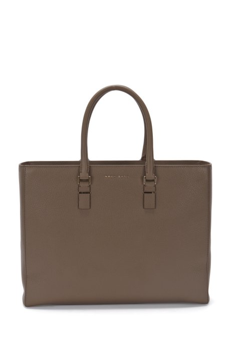 Luxury Staple work bag in rich Italian leather, Dark Brown