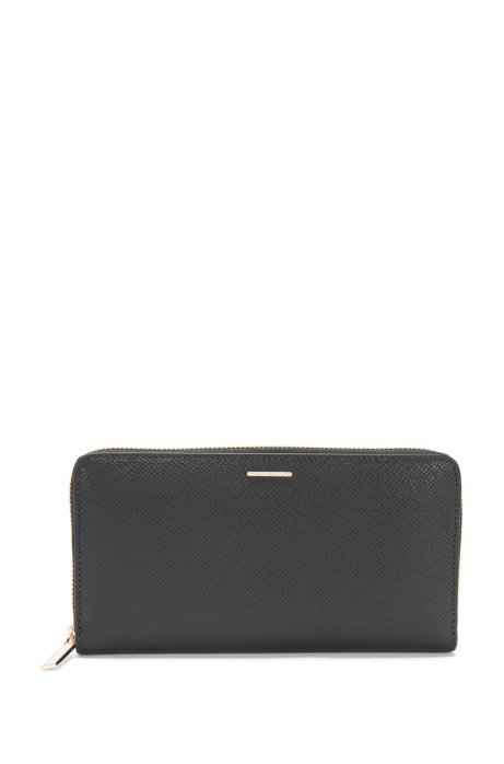 Wallet in leather with Saffiano embossing: 'Staple Ziparound FPB', Black