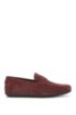 Slip-on moccasins in Italian suede, Dark Red