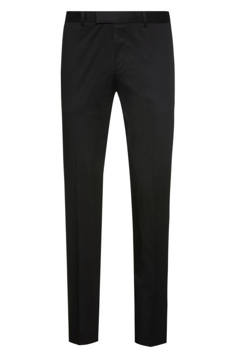 Extra-slim-fit trousers in stretch Oxford cotton, Black
