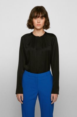 - Silk-blend blouse with neckline