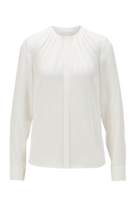 - Silk-blend blouse with neckline