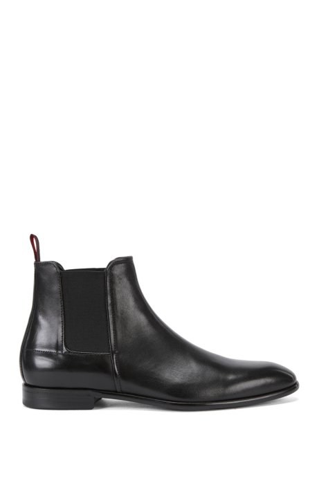 Formal Chelsea boots in rich leather, Black