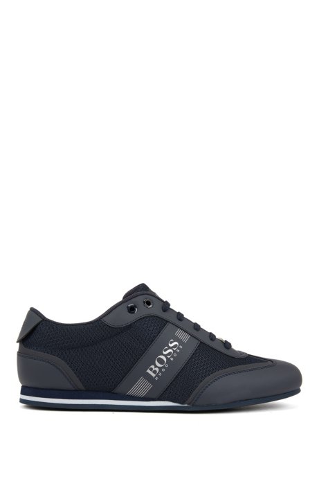 Lace-up trainers with mesh detail, Dark Blue