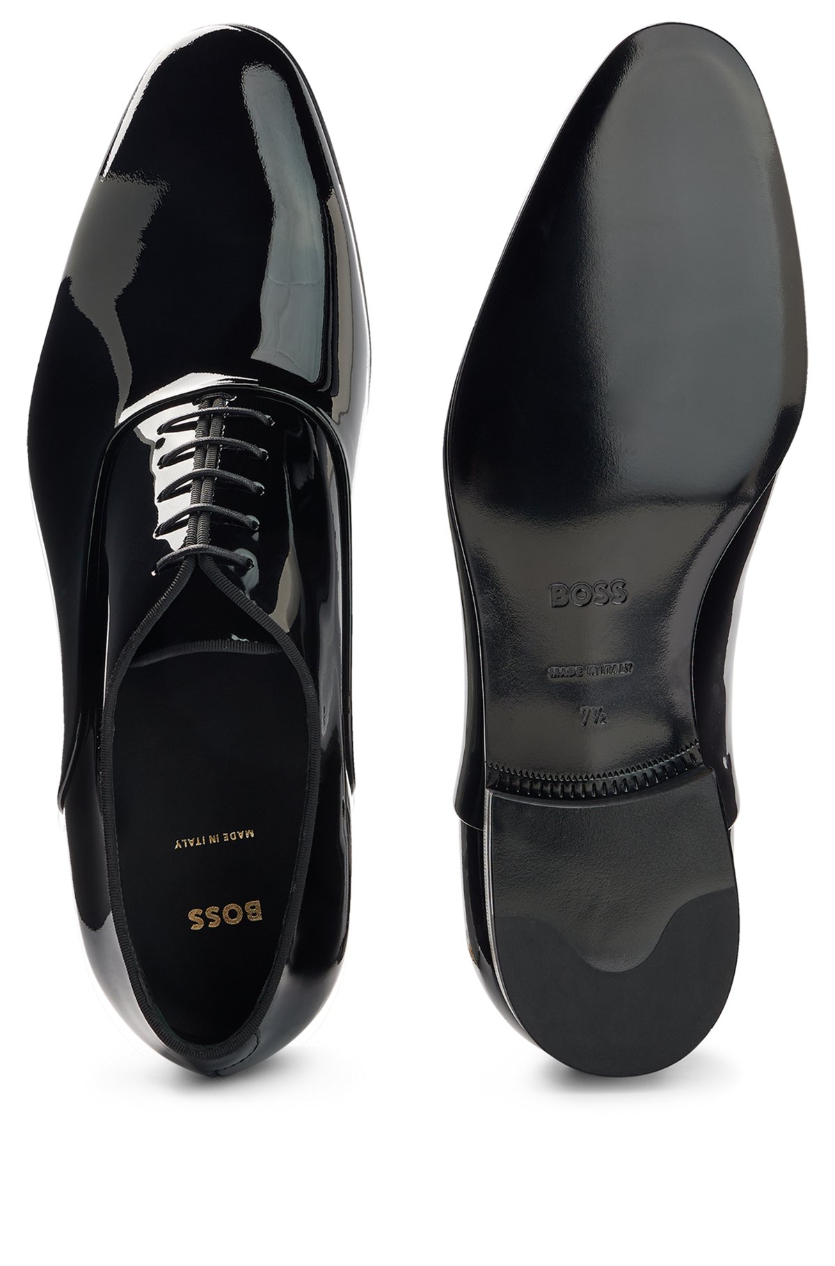 Vliegveld louter Handelsmerk BOSS - Oxford shoes in patent leather with grosgrain piping