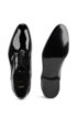 Patent leather Oxford shoes with grosgrain collar piping, Black