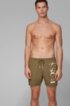 Logo-print swim shorts in technical fabric, Dark Brown
