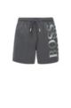 Logo-print swim shorts in technical fabric, Dark Grey