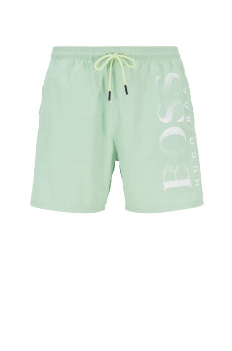 Logo-print swim shorts in technical fabric, Light Green