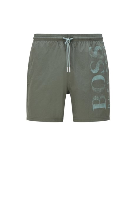 Logo-print swim shorts in technical fabric, Green