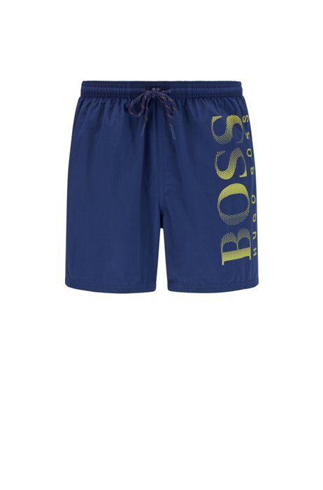 Logo-print swim shorts in technical fabric, Dark Blue
