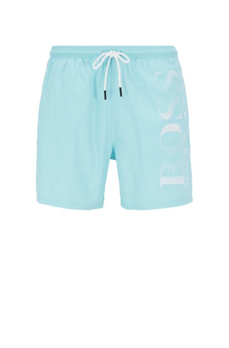 Logo-print swim shorts in technical fabric, Light Blue