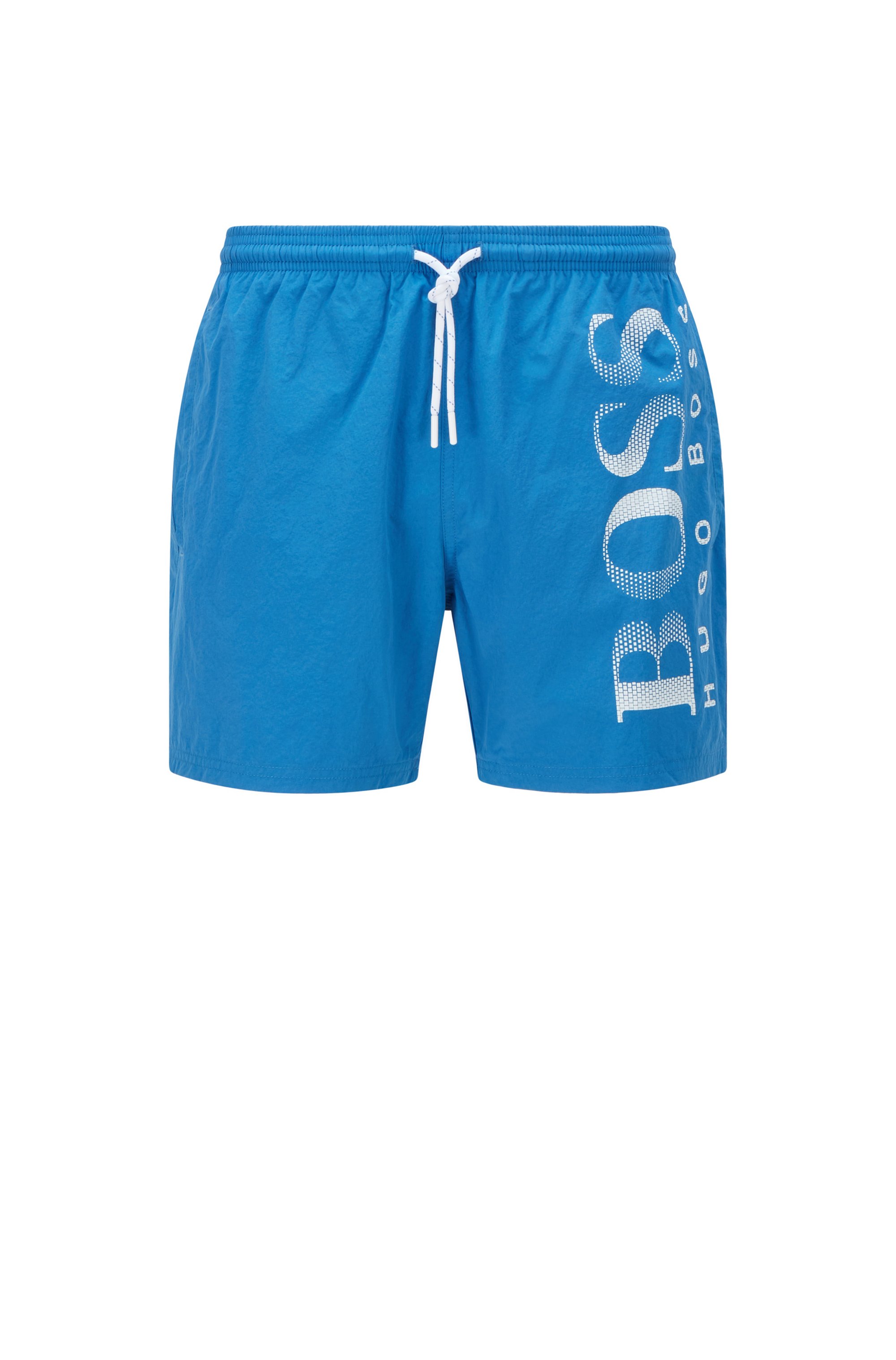 Logo-print swim shorts in technical fabric, Light Blue