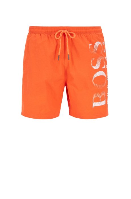 Logo-print swim shorts in technical fabric, Orange