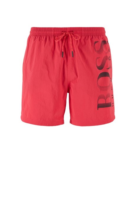 Logo-print swim shorts in technical fabric, Red