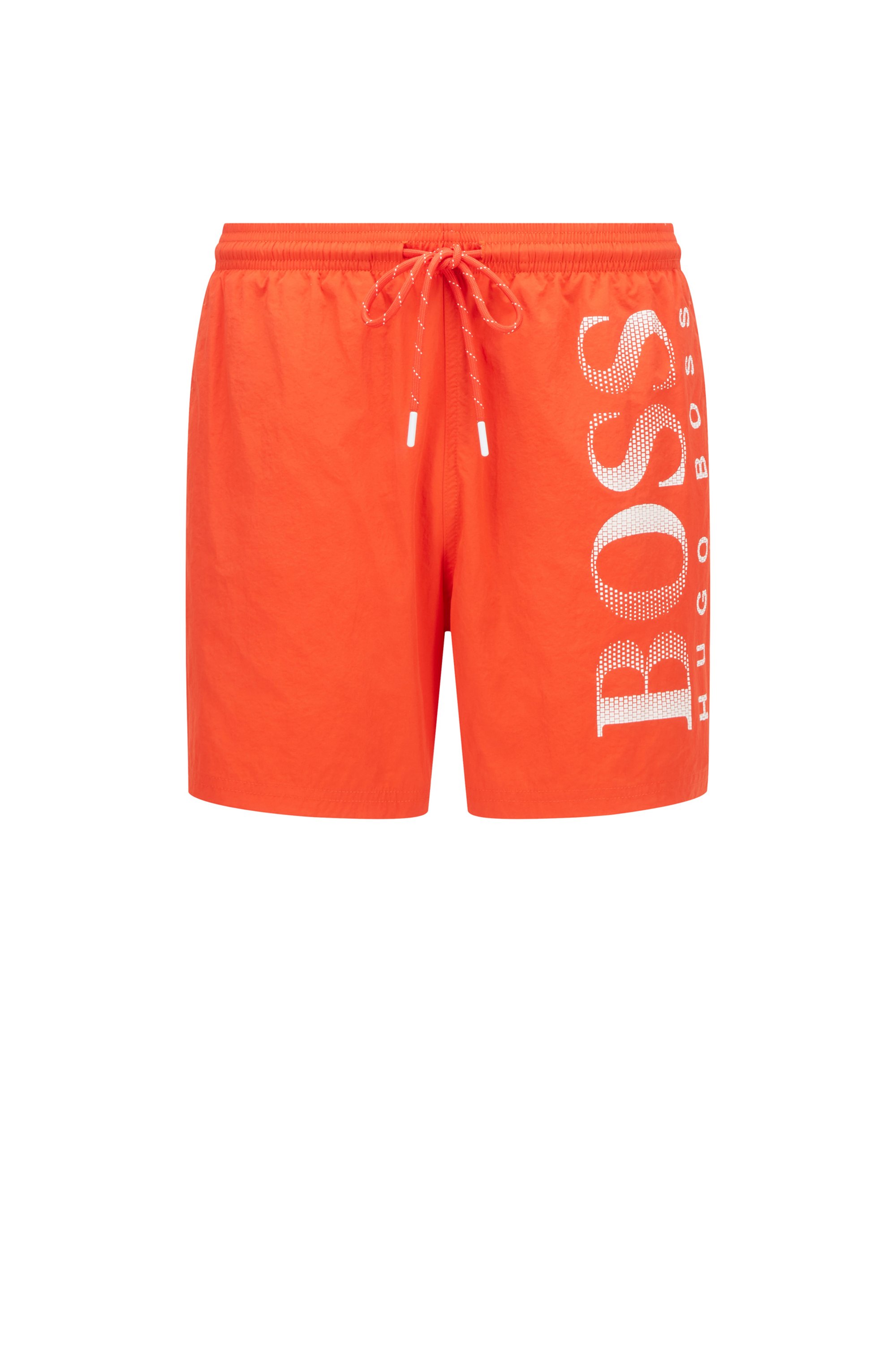 Logo-print swim shorts in technical fabric, Orange