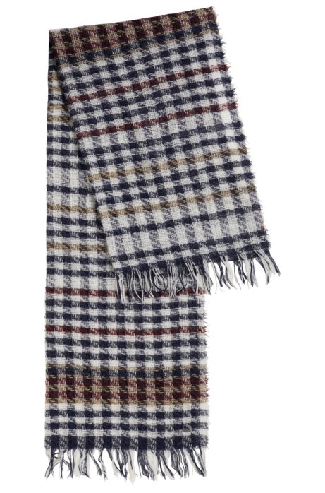 Fluffy scarf in multi-coloured houndstooth check, Patterned