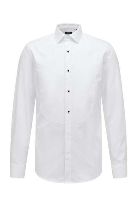 Slim-fit evening shirt in easy-iron cotton, White