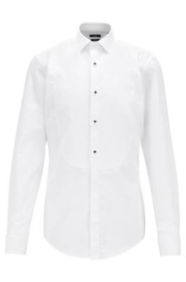Hugo Boss Hank Slim Fit Easy Iron Bibbed Tuxedo Shirt In White