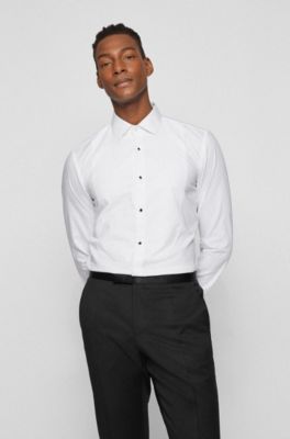 Slim-fit evening shirt in easy-iron cotton