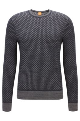 Regular-fit sweater in 3D-effect cotton