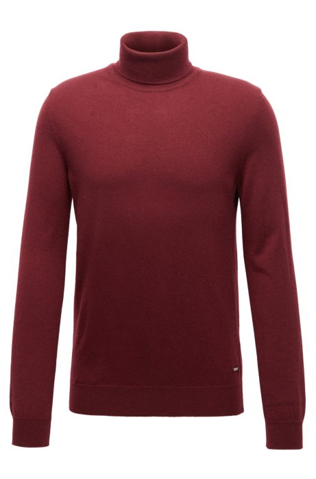 Turtleneck sweater in lightweight Italian cashmere, Dark Red