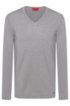 Slim-fit V-neck sweater in Merino wool, Light Grey
