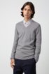 Slim-fit V-neck sweater in Merino wool, Light Grey