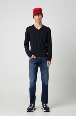 hugo boss merino wool v neck sweater