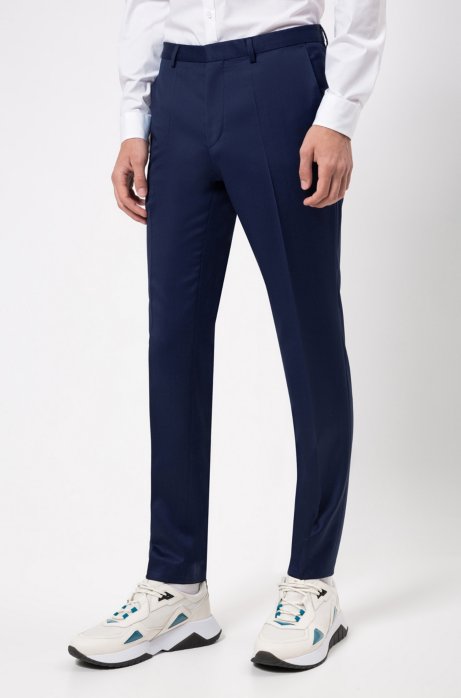 Extra-slim-fit trousers in pigment-dyed wool, Blue