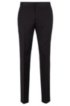 Slim-fit formal trousers in virgin wool with silk trims, Black