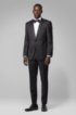 Slim-fit formal trousers in virgin wool with silk trims, Black