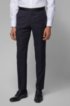 Slim-fit formal trousers in virgin wool with silk trims, Dark Blue