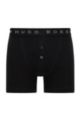 Ribbed trunks in cotton with logo waistband, Black