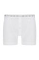 Ribbed trunks in cotton with logo waistband, White