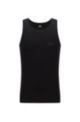 Cotton underwear vest with finely ribbed structure, Black