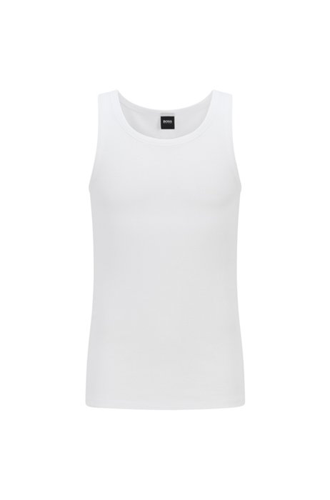 Cotton underwear vest with finely ribbed structure, White