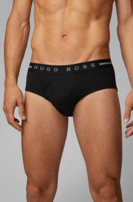 BOSS - Slip in puro cotone a coste sottili con elastico in vita con logo