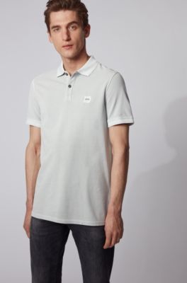 Slim-fit polo shirt in washed cotton piqué