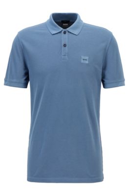 Slim-fit polo shirt in washed cotton piqué