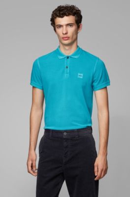 Slim-fit polo shirt in washed cotton piqué