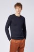 Crew-neck sweater in virgin wool, Dark Blue