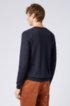 Crew-neck sweater in virgin wool, Dark Blue