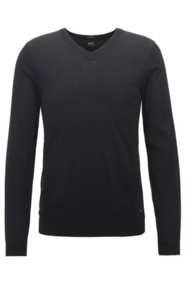 BOSS - V-neck sweater in mulesing-free wool