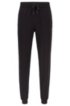 Cuffed loungewear bottoms in stretch cotton, Black