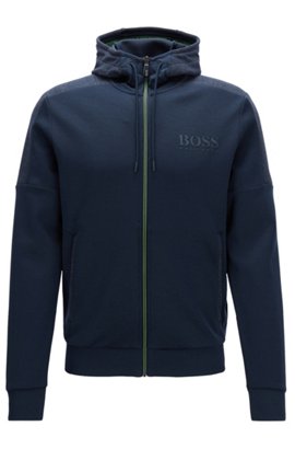 HUGO BOSS sweatshirts for men | Tasteful & casual Regular-fit jacket in a cotton blend, Dark Blue