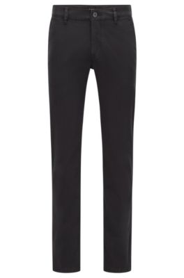 Slim-fit casual chinos in brushed stretch cotton, Black