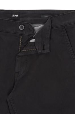 Slim-fit casual chinos in brushed stretch cotton, Black