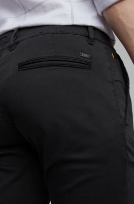 Slim-fit casual chinos in brushed stretch cotton, Black